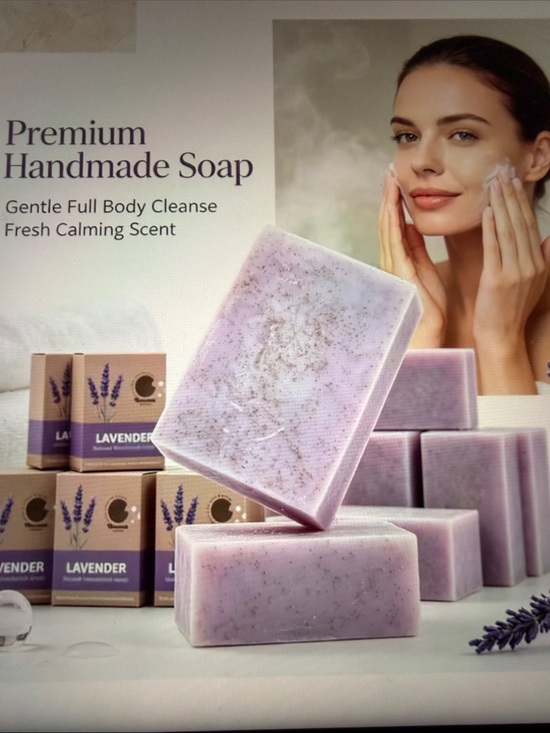 Premium Handmade Other - Handmade Lavender Bath Soap Bar - Gentle Calming Cleanse with soap bag. 🆕